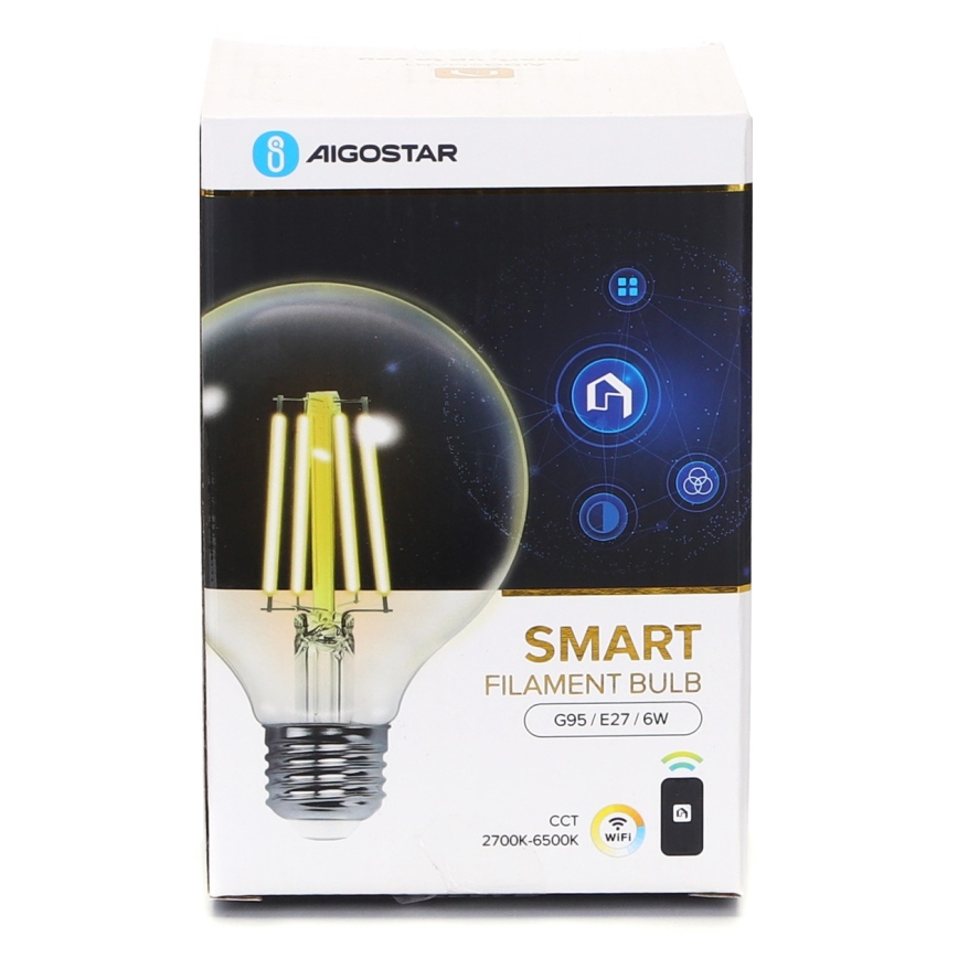 LED prigušiva filament sijalica G95 E27/6W/230V 2700-6500K Wi-Fi - Aigostar