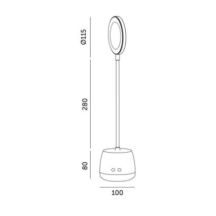LED stona lampa LUSIA, prigušiva, fleksibilna i punjiva, LED/5W/5V, 3000/4000K, 1200 mAh, crna
