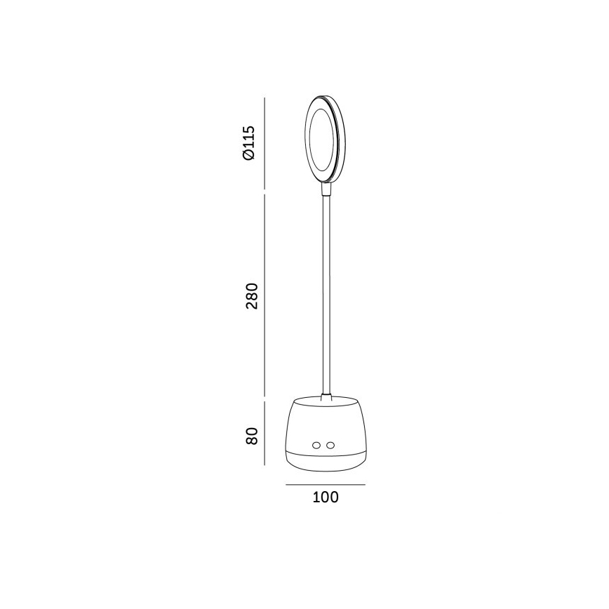 LED stona lampa LUSIA, prigušiva, fleksibilna i punjiva, LED/5W/5V, 3000/4000K, 1200 mAh, crna