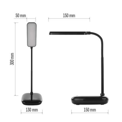 LED prigušiva fleksibilna stona lampa LED/12W/230V 3000K/4000K/6500K crna