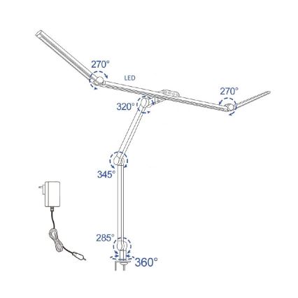 LED prigušiva dodirna fleksibilna stona lampa POINTIQ LED/36W/230V 3000-6500K CRI 92 crna