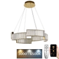 LED prigušiva kristalni luster na sajli LED/40W/230V 3000-6500K zlatna + daljinski upravljač