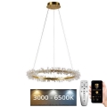 LED prigušiva kristalni luster na sajli LED/40W/230V 3000-6500K zlatni + daljinsko upravljanje