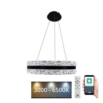 LED prigušiva kristalni luster na sajli LED/80W/230V 3000-6500K crna + daljinski upravljač