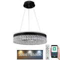 LED prigušiva kristalni luster na sajli LED/90W/230V 3000-6500K crna + daljinski upravljač