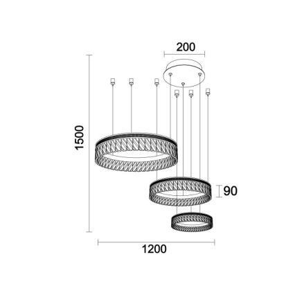 LED prigušiva kristalni luster na sajli THALIA LED/120W/230V 3000-6000K + daljinski upravljač