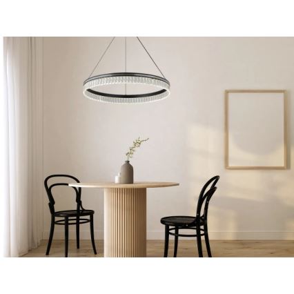 LED prigušiva kristalni luster na sajli THALIA LED/55W/230V 3000-6000K prečnik 80 cm + daljinski upravljač