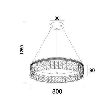 LED prigušiva kristalni luster na sajli THALIA LED/55W/230V 3000-6000K prečnik 80 cm + daljinski upravljač