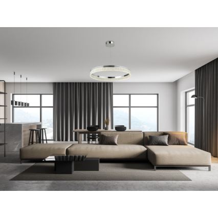 LED prigušiva kristalni luster na sajli THALIA LED/55W/230V 3000-6000K prečnik 80 cm + daljinski upravljač
