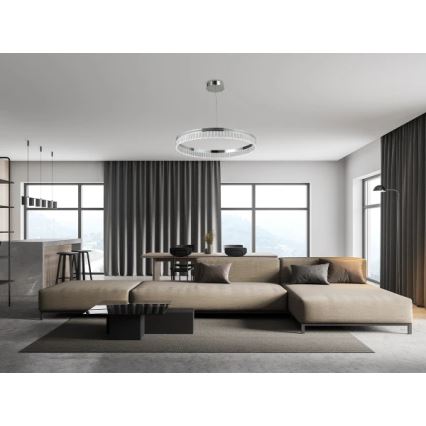 LED prigušiva kristalni luster na sajli THALIA LED/55W/230V 3000-6000K prečnik 80 cm + daljinski upravljač