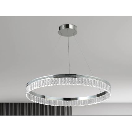 LED prigušiva kristalni luster na sajli THALIA LED/55W/230V 3000-6000K prečnik 80 cm + daljinski upravljač