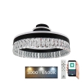 LED prigušiva kristalni plafonski luster LED/75W/230V 3000-6500K crna + daljinski upravljač