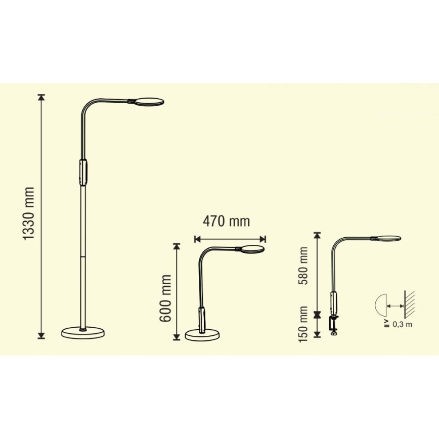 LED prigušiva dodirna lampa 3u1 LED/12W/230V crna CRI 90 + daljinski upravljač