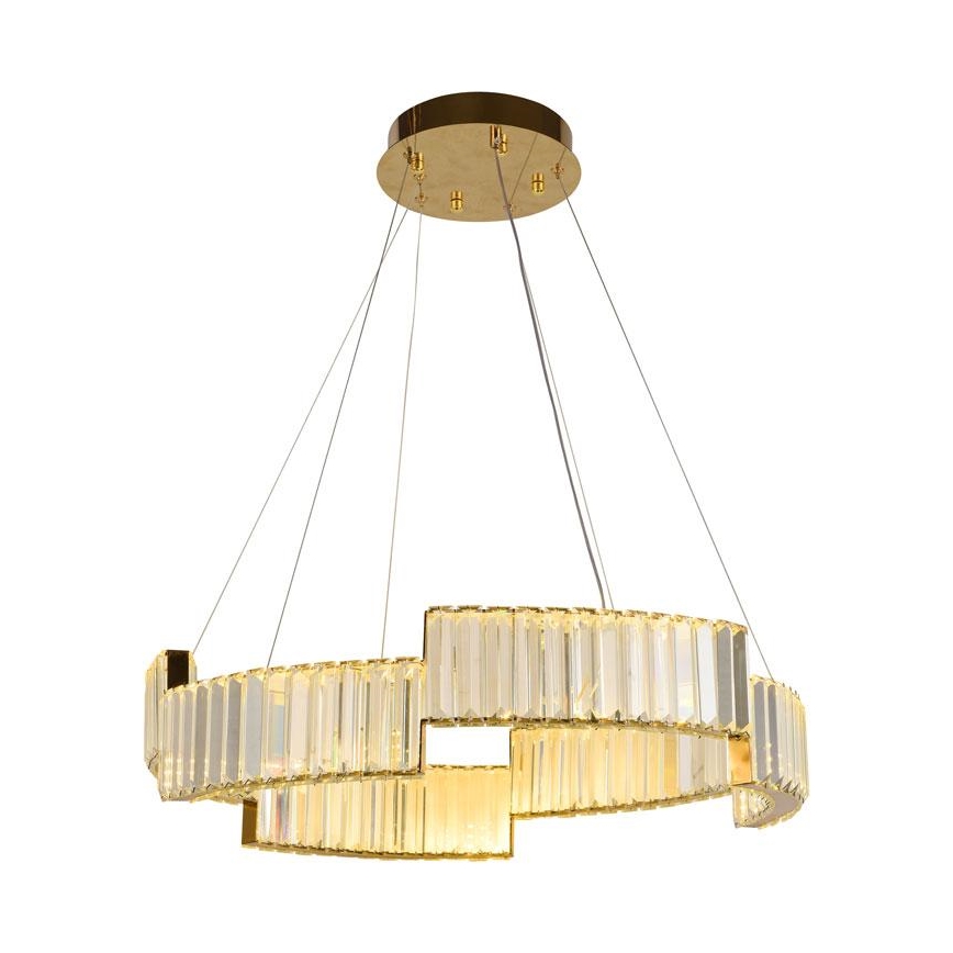 LED prigušiva kristalni luster na sajli LED/40W/230V 3000-6500K zlatna + daljinski upravljač
