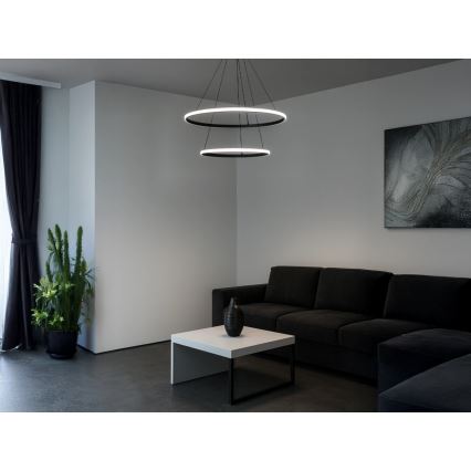 LED prigušiva luster na sajli LED/55W/230V 3000-6500K pr. 60 cm + daljinski upravljač