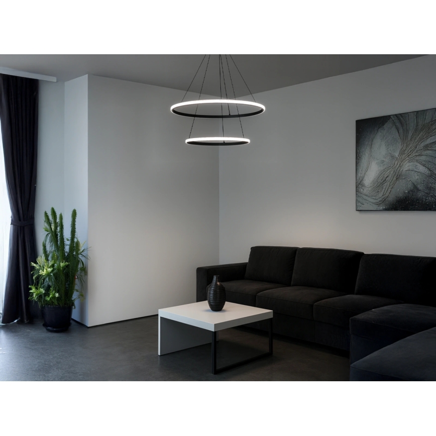 LED prigušiva luster na sajli LED/55W/230V 3000-6500K pr. 60 cm + daljinski upravljač