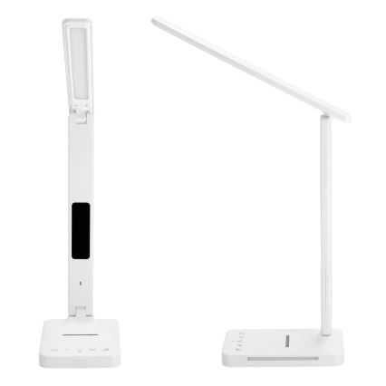 LED prigušiva stona lampa sa bežičnim punjenjem QI, displejom i USB portom LED/7W/230V 3000-6000K bela