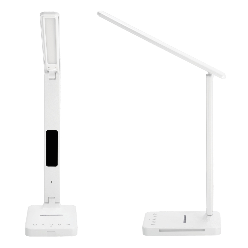 LED prigušiva stona lampa sa bežičnim punjenjem QI, displejom i USB portom LED/7W/230V 3000-6000K bela