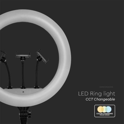 LED prigušiva lampa sa stalkom i držačem za vlogovanje LED/55W/230V CRI 90 + daljinski upravljač