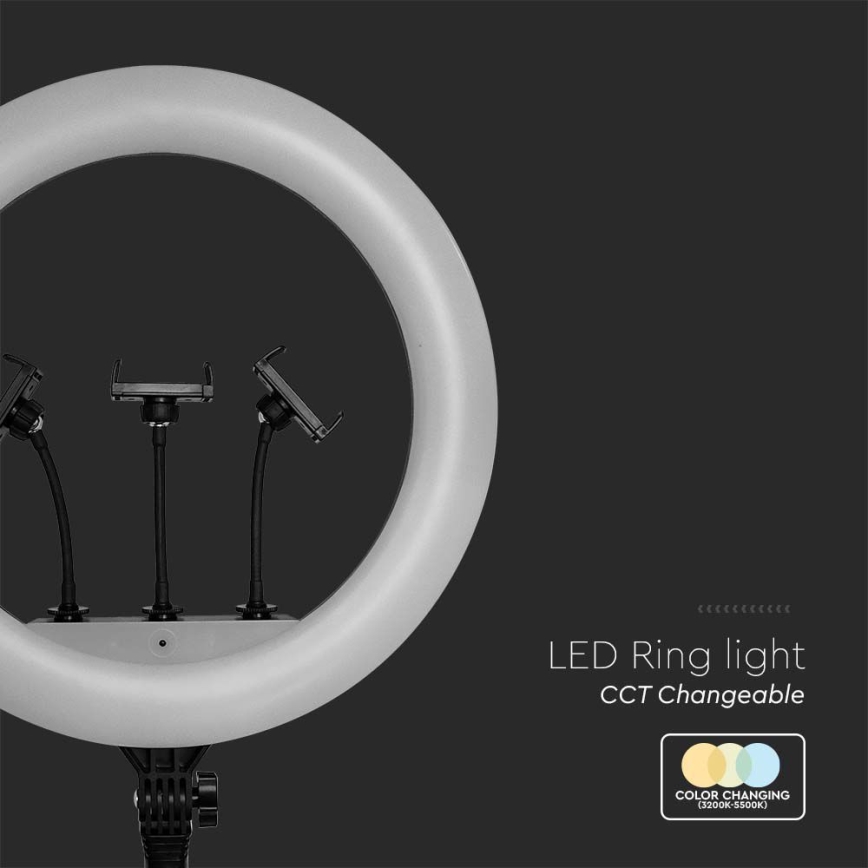 LED prigušiva lampa sa stalkom i držačem za vlogovanje LED/55W/230V CRI 90 + daljinski upravljač