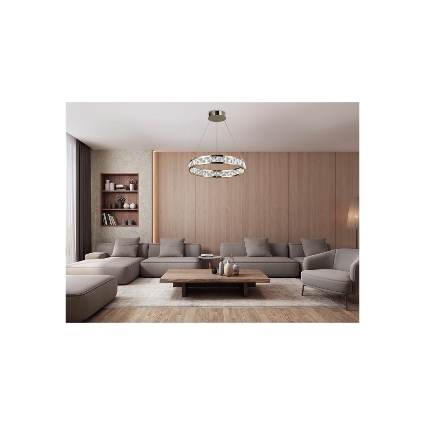 LED prigušiva kristalni luster na sajli ENRIQUE LED/55W//230V 3000-6000K prečnik 80 cm + daljinski upravljač