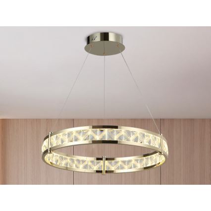 LED prigušiva kristalni luster na sajli ENRIQUE LED/55W//230V 3000-6000K prečnik 80 cm + daljinski upravljač