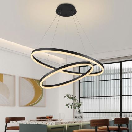 LED prigušiva luster na sajli LED/100W/230V 3000-6500K prečnik 80 cm + daljinski upravljač