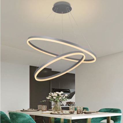 LED prigušiva luster na sajli LED/100W/230V 3000-6500K prečnik 80 cm + daljinski upravljač