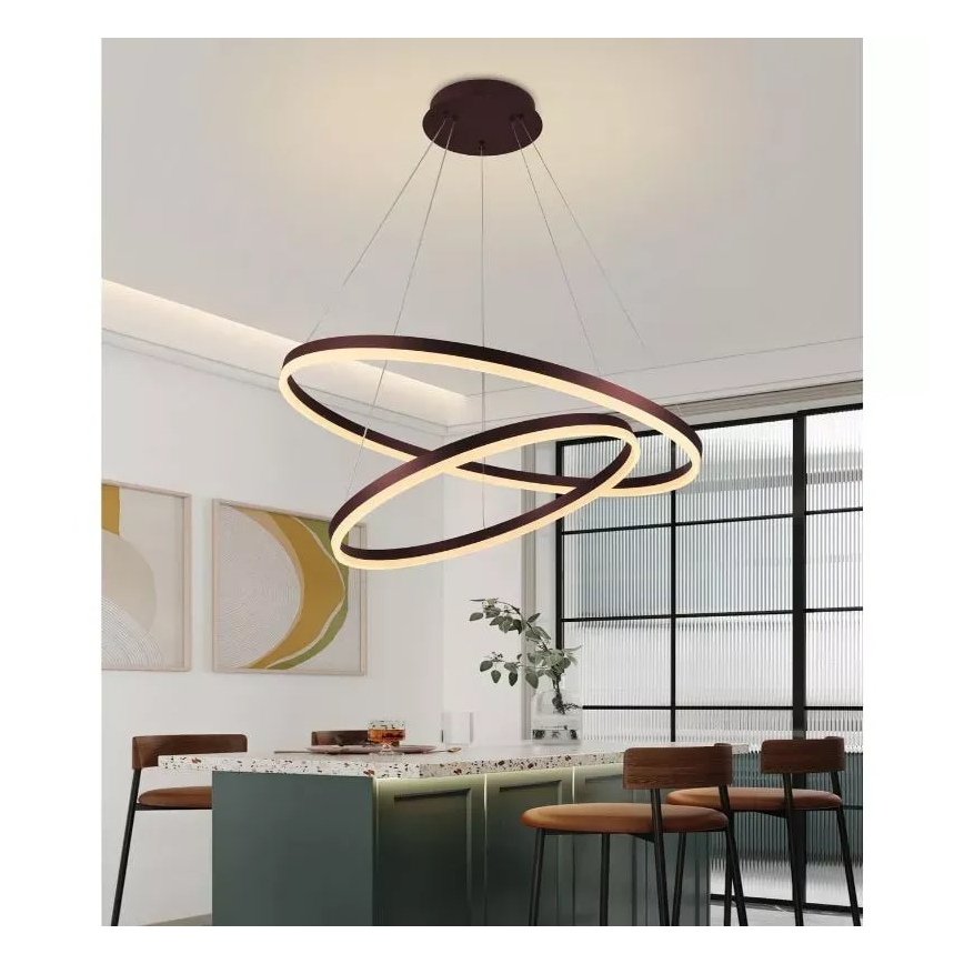 LED prigušiva visilica na sajli LED/100W/230V 3000-6500K prečnik 80 cm + daljinski upravljač