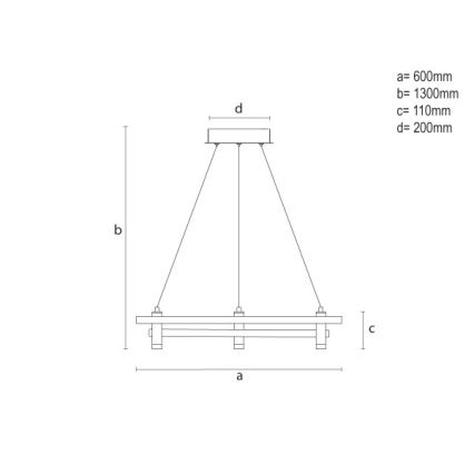 LED prigušiva luster na sajli LED/100W/230V 3000-6500K Ø 60 cm + daljinski upravljač