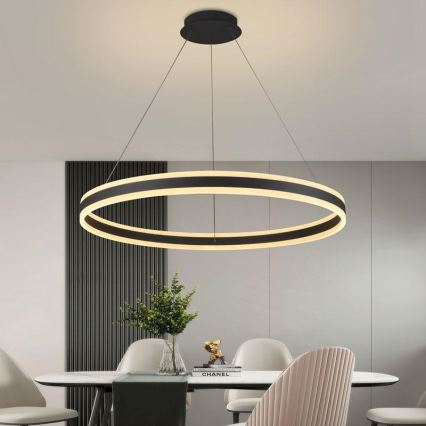 LED luster, prigušiva, na sajli, LED/110W/230V, 3000-6500K, prečnik 80 cm + daljinsko upravljanje