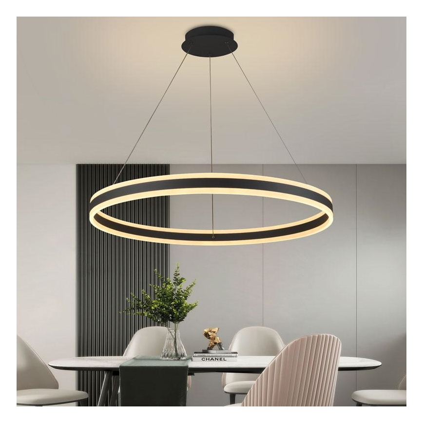 LED luster, prigušiva, na sajli, LED/110W/230V, 3000-6500K, prečnik 80 cm + daljinsko upravljanje