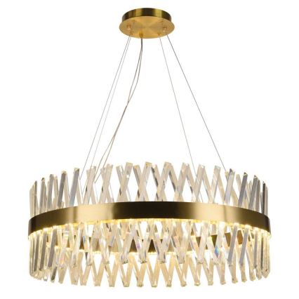 LED prigušiva kristalni luster na sajli LED/110W/230V 3000-6500K zlatna + daljinski upravljač