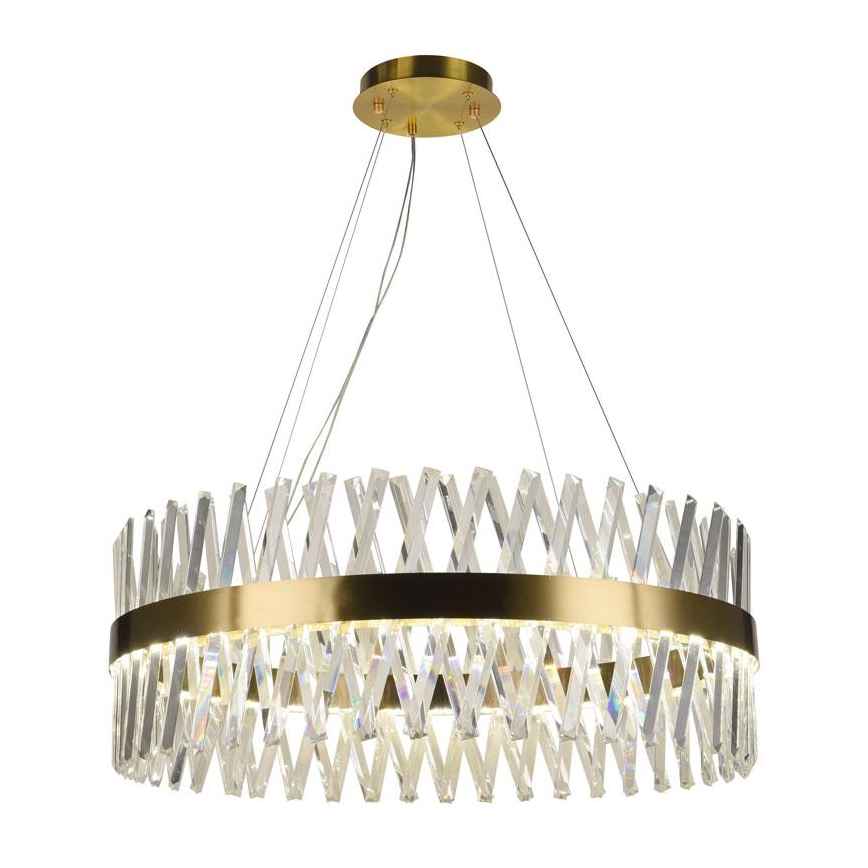 LED prigušiva kristalni luster na sajli LED/110W/230V 3000-6500K zlatna + daljinski upravljač