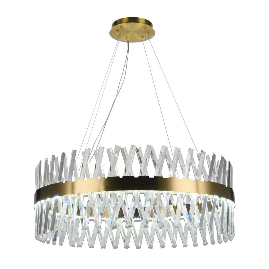 LED prigušiva kristalni luster na sajli LED/110W/230V 3000-6500K zlatna + daljinski upravljač