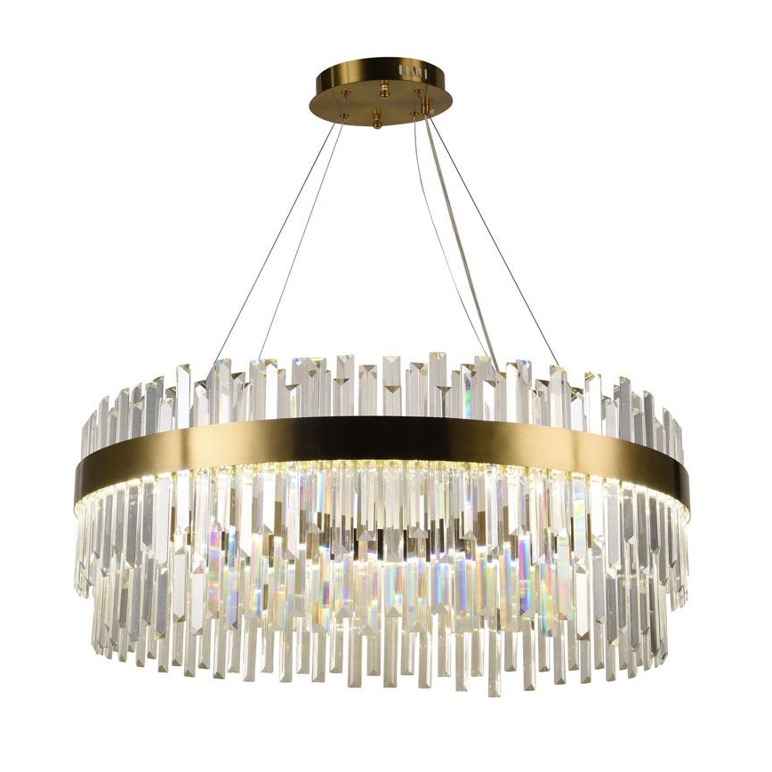 LED prigušiva kristalna lampa na sajli LED/110W/230V 3000-6500K zlatna + daljinski upravljač