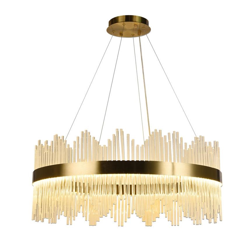 LED prigušiva kristalni luster na sajli LED/110W/230V 3000-6500K zlatna + daljinski upravljač