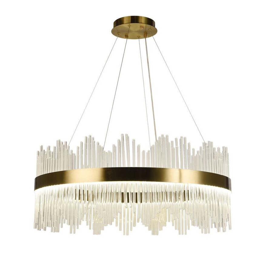 LED prigušiva kristalni luster na sajli LED/110W/230V 3000-6500K zlatna + daljinski upravljač