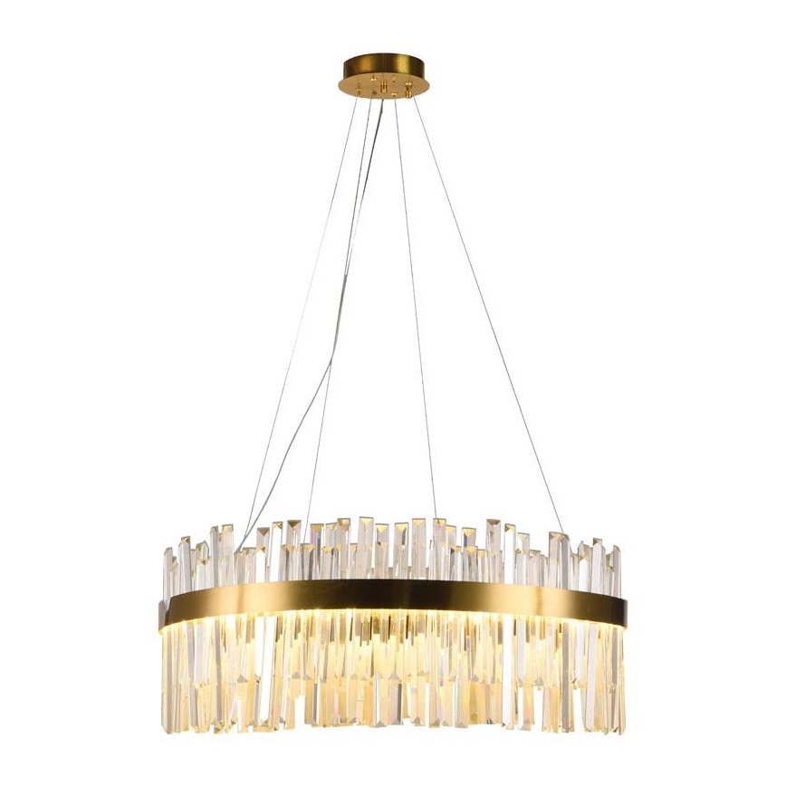 LED prigušiva kristalni luster na sajli LED/110W/230V 3000-6500K zlatna + daljinski upravljač