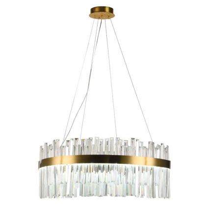 LED prigušiva kristalni luster na sajli LED/110W/230V 3000-6500K zlatna + daljinski upravljač