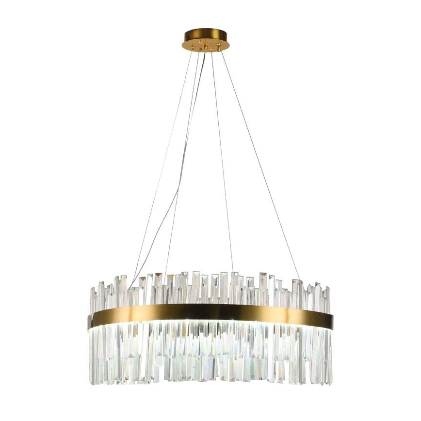 LED prigušiva kristalni luster na sajli LED/110W/230V 3000-6500K zlatna + daljinski upravljač