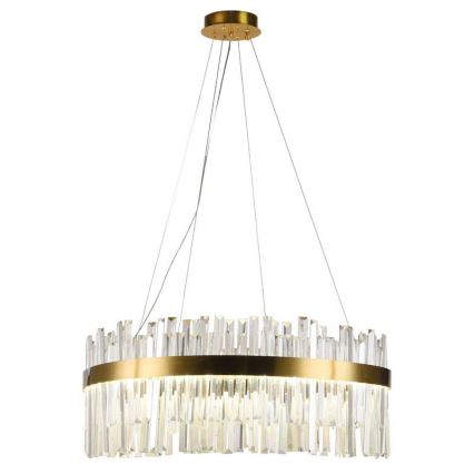 LED prigušiva kristalni luster na sajli LED/110W/230V 3000-6500K zlatna + daljinski upravljač