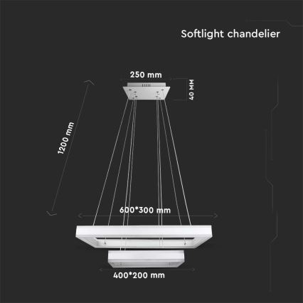 LED prigušiva luster na sajli LED/113W/230V 3000K bela