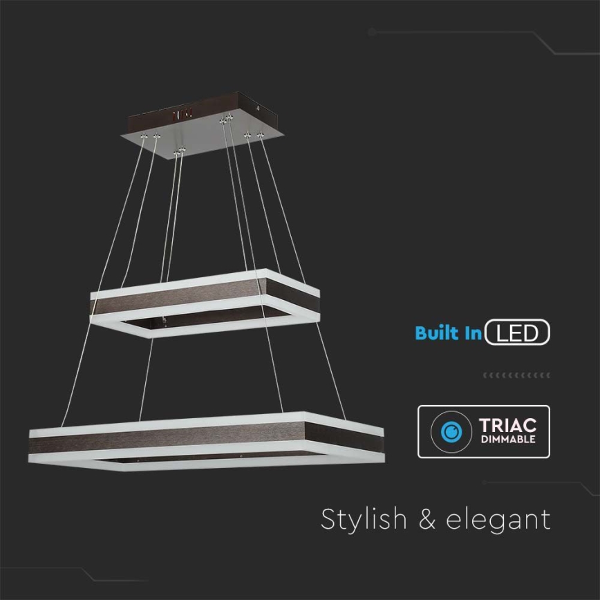 LED prigušiva luster na sajli LED/113W/230V 3000K braon