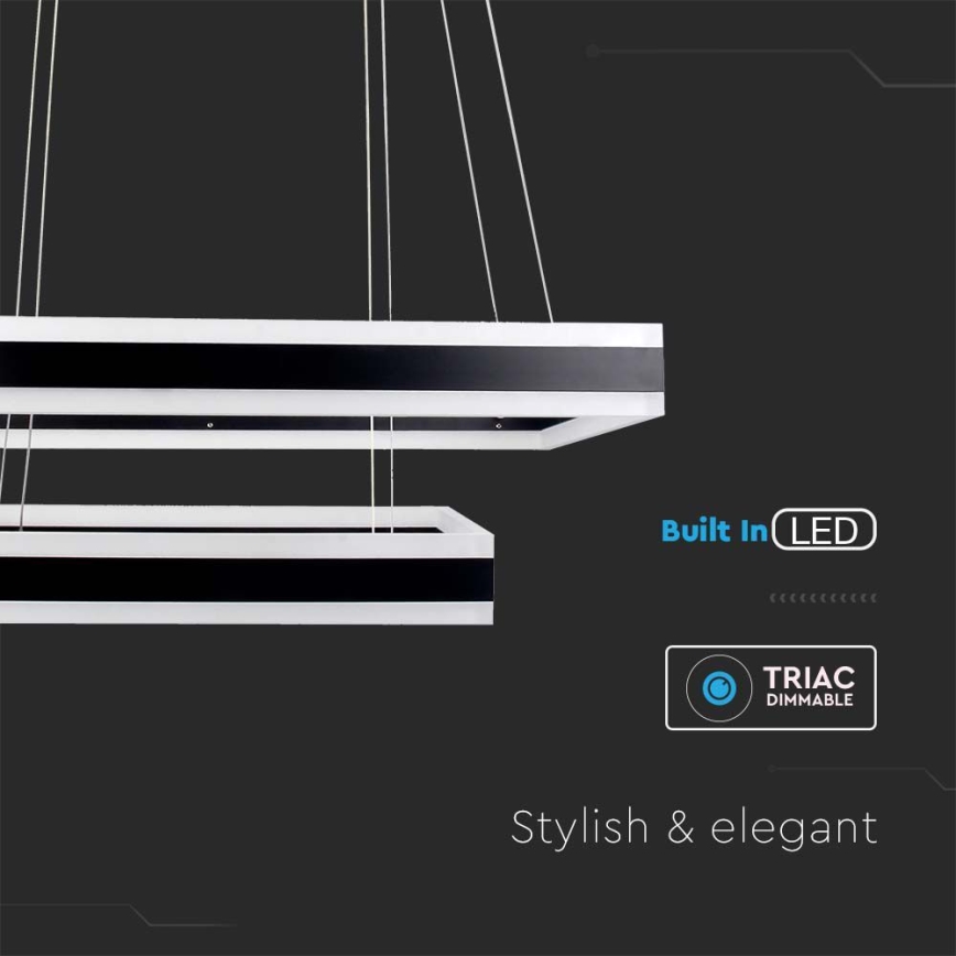 LED prigušiva luster na sajli LED/113W/230V 3000K crna