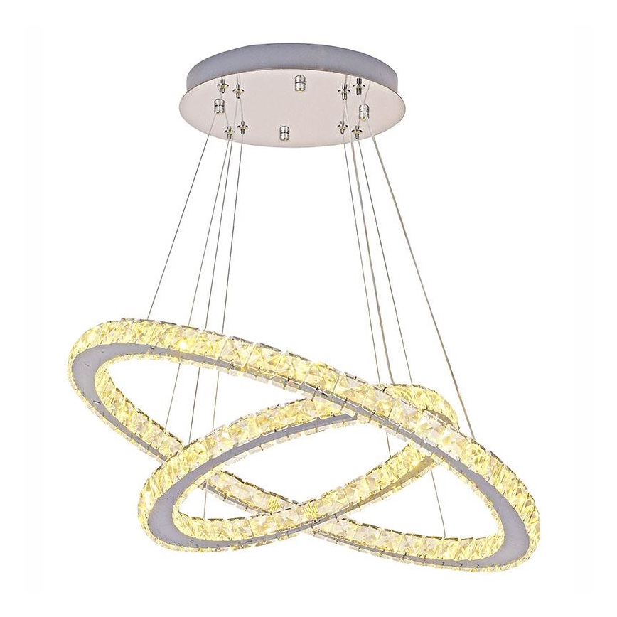 LED prigušiva kristalni luster na sajli LED/115W/230V 3000-6500K srebrni + daljinski upravljač