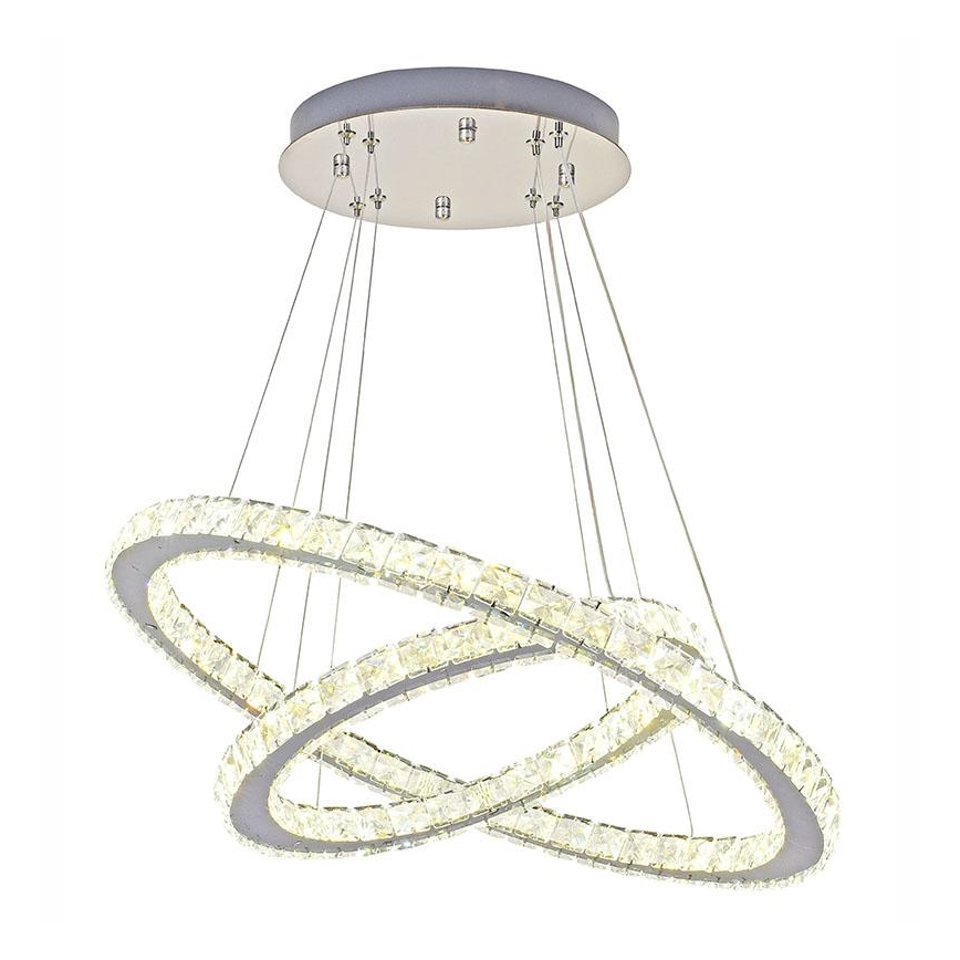 LED prigušiva kristalni luster na sajli LED/115W/230V 3000-6500K srebrni + daljinski upravljač