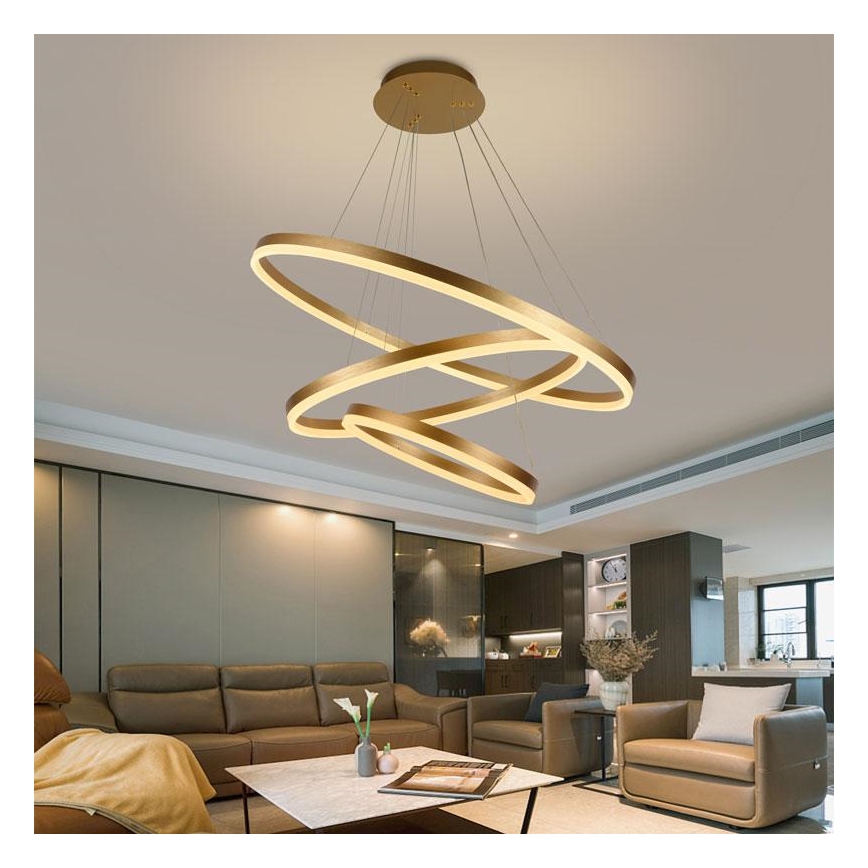 LED luster na lanku, prigušiva, LED/125W/230V 3000-6500K prečnik 80 cm + daljinski upravljač