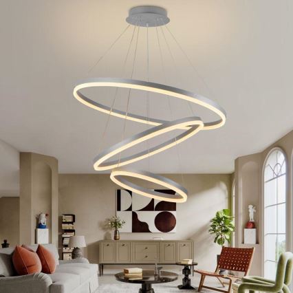 LED prigušiva luster na sajli LED/125W/230V 3000-6500K prečnik 80 cm + daljinski upravljač