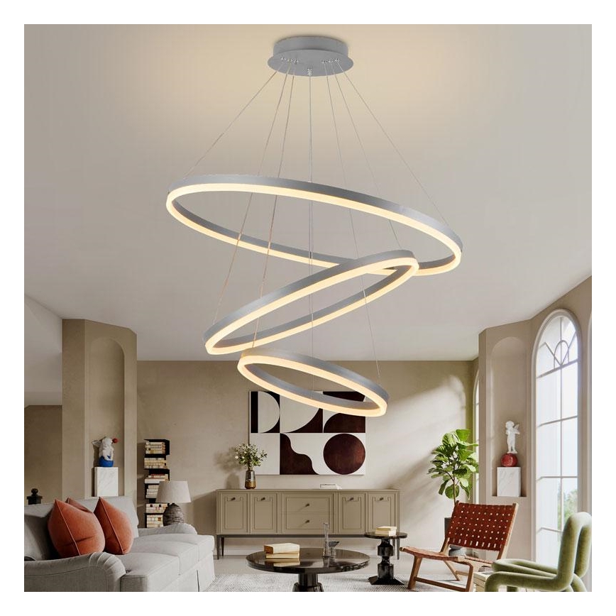 LED prigušiva luster na sajli LED/125W/230V 3000-6500K prečnik 80 cm + daljinski upravljač